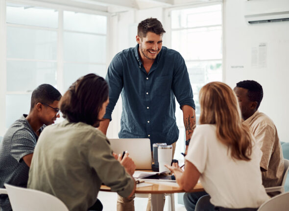 Teamwork,,Meeting,And,Manager,For,Training,In,Office,,Coworking,And